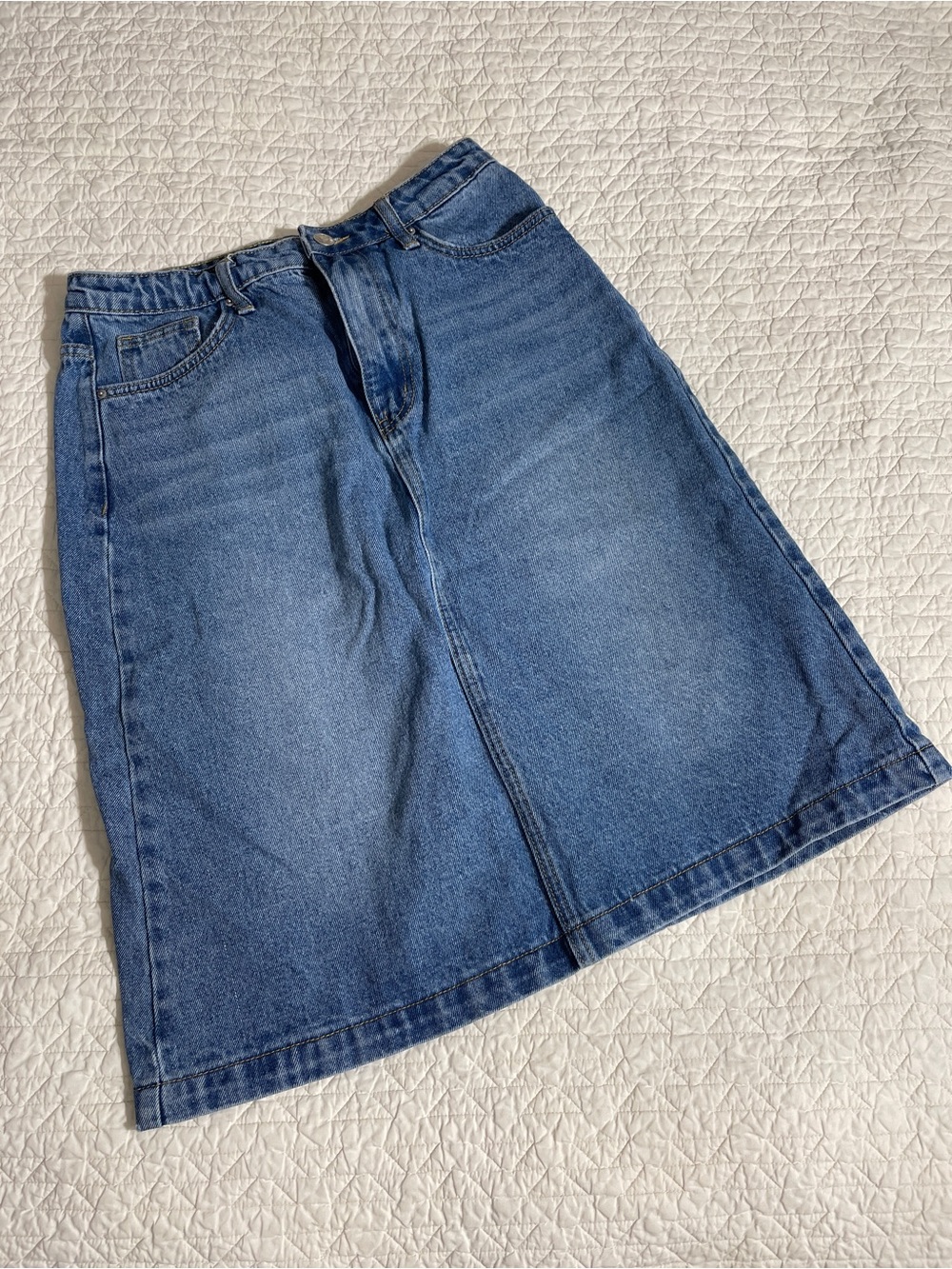SHEIN Blue Denim A-Line Midi Skirt